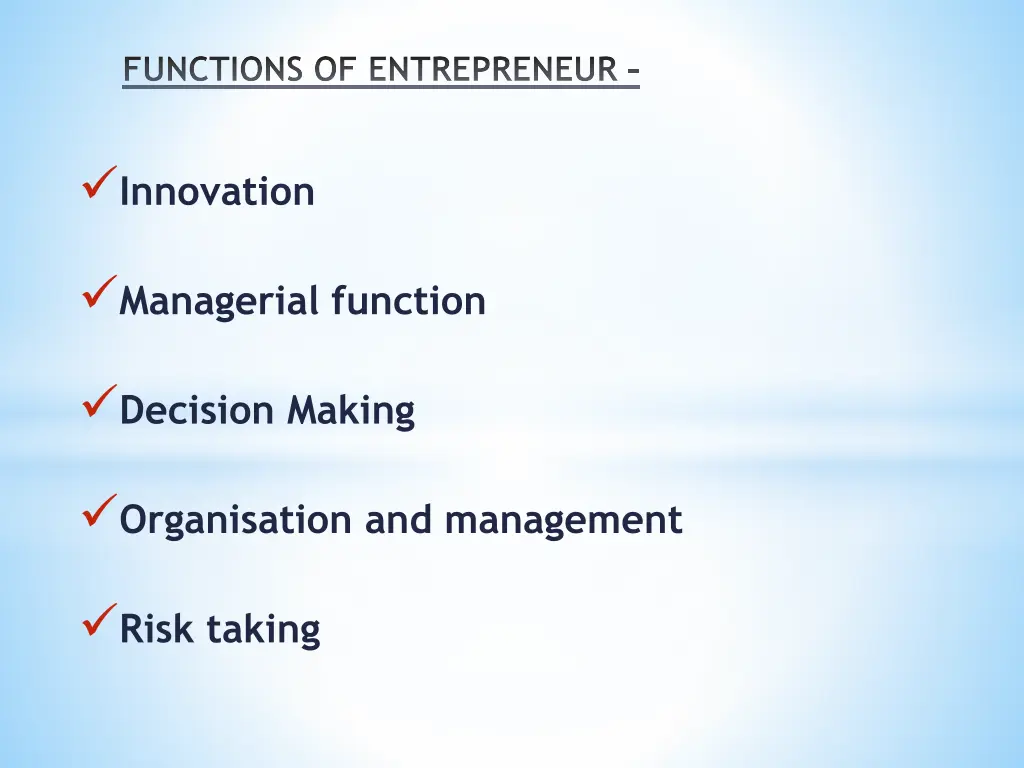 functions of entrepreneur