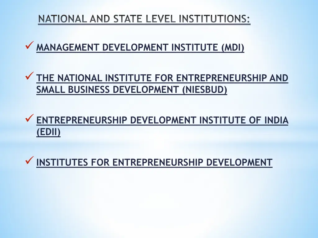 national and state level institutions