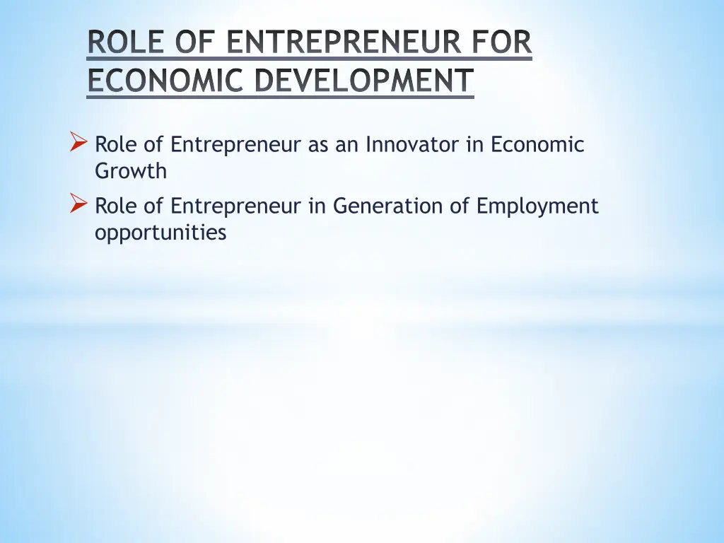 role of entrepreneur for economic development