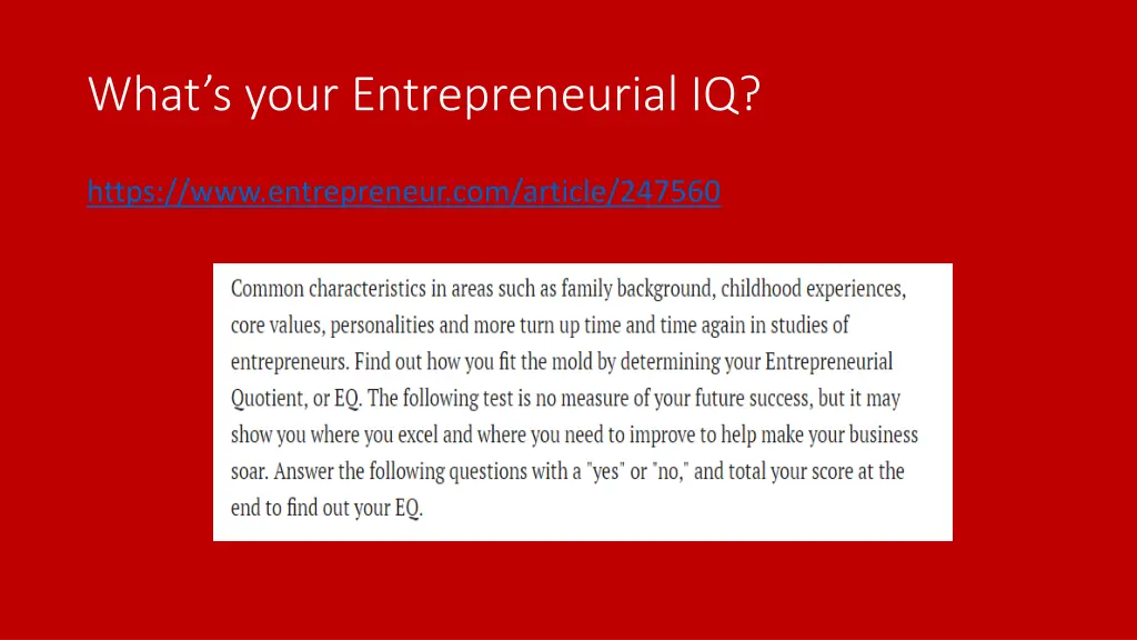 what s your entrepreneurial iq