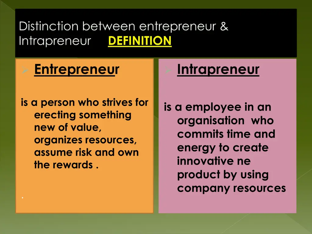 distinction between entrepreneur intrapreneur