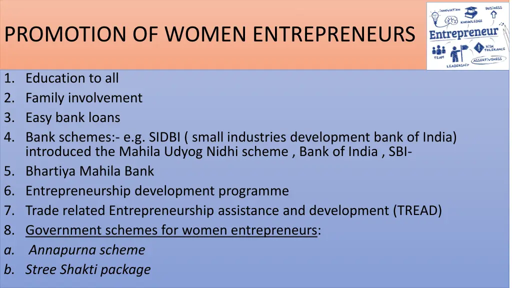 promotion of women entrepreneurs