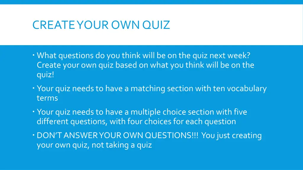 create your own quiz