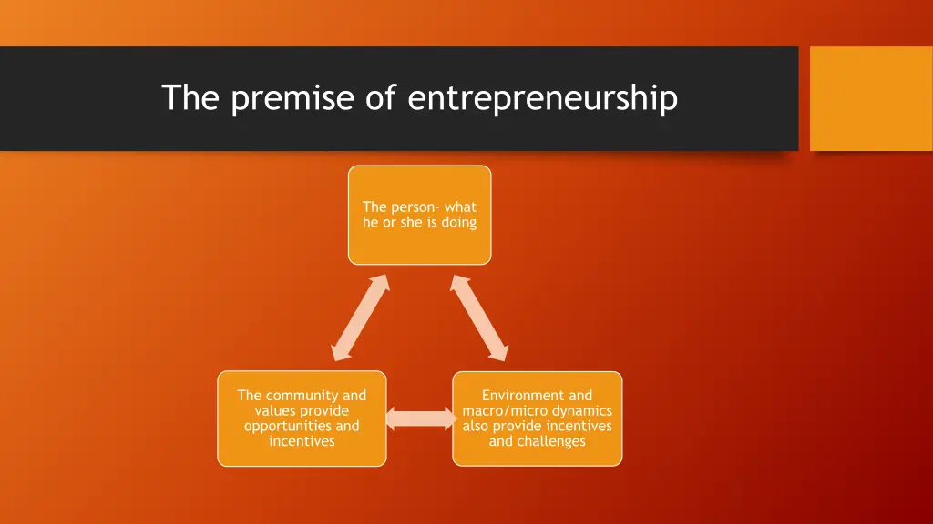 the premise of entrepreneurship