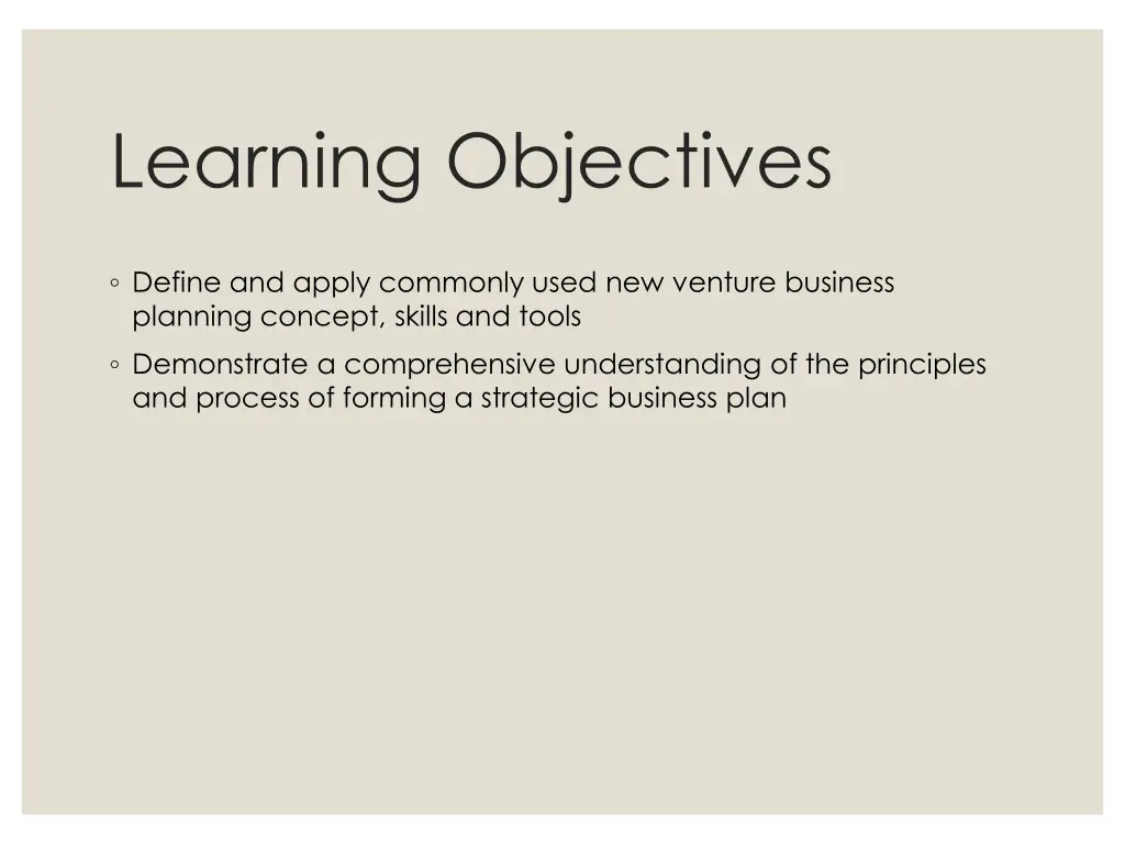 learning objectives