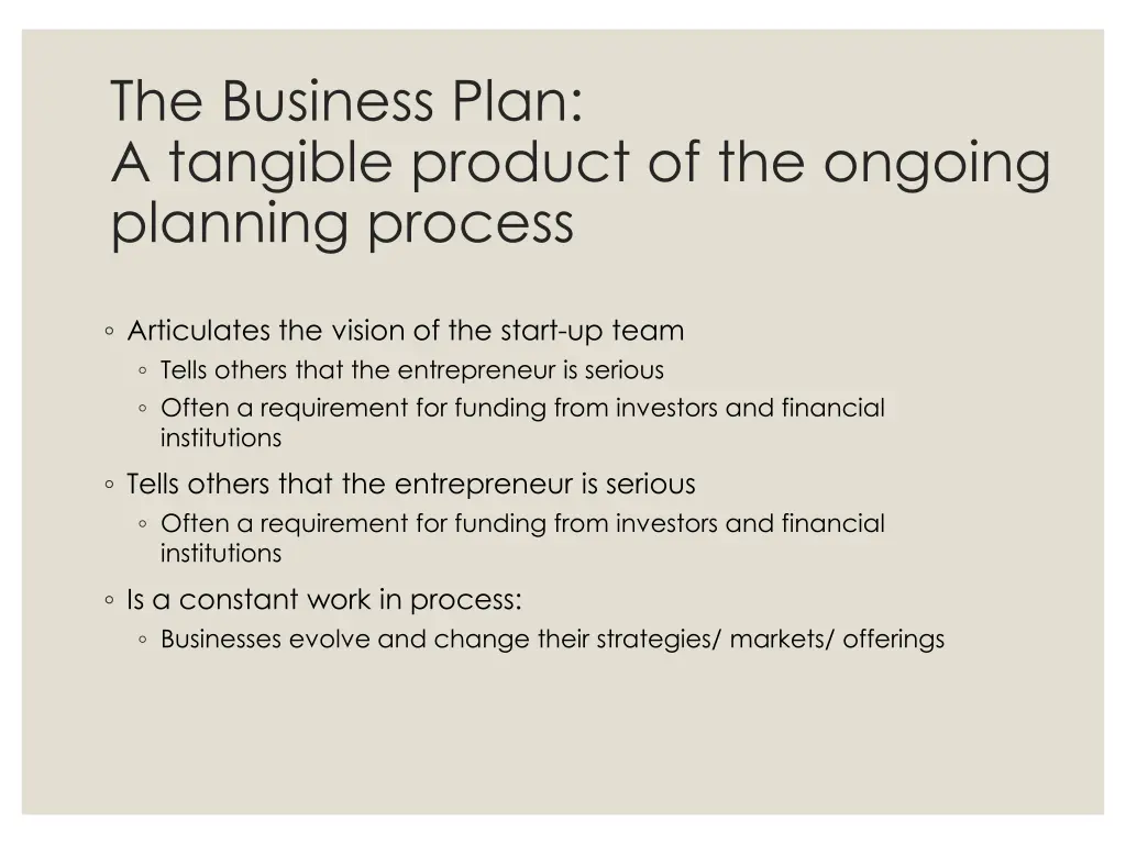 the business plan a tangible product