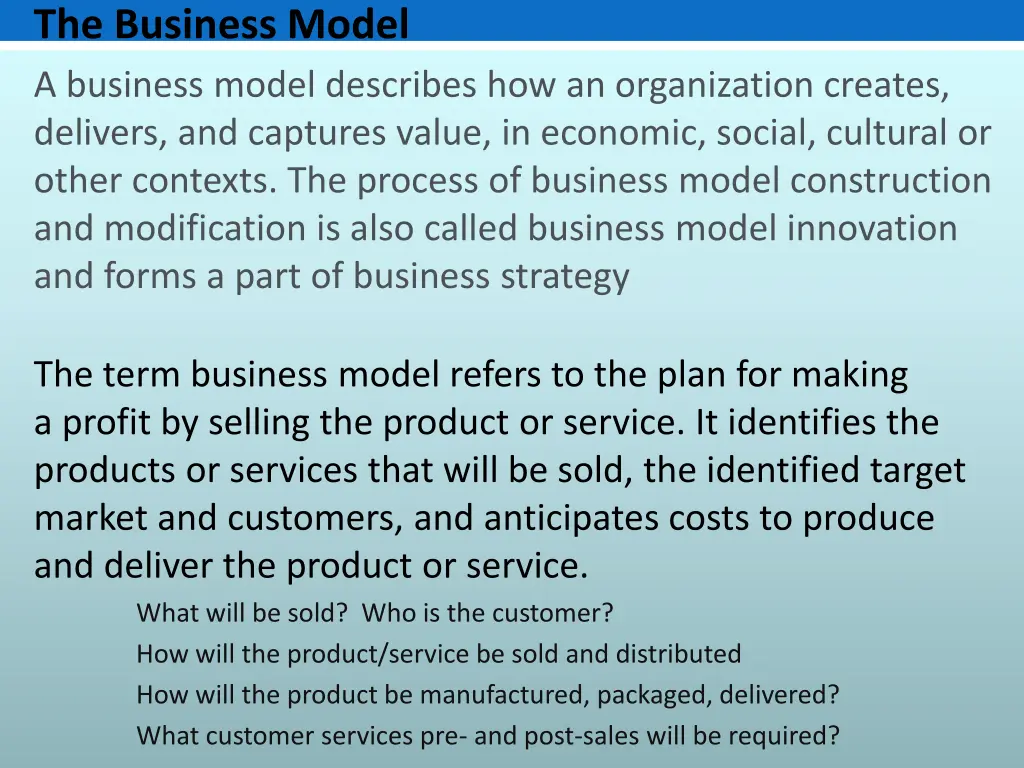 the business model a business model describes