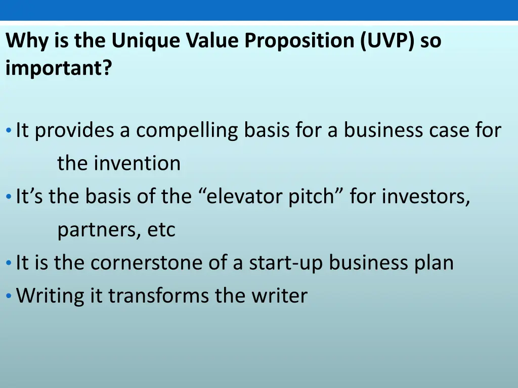 why is the unique value proposition