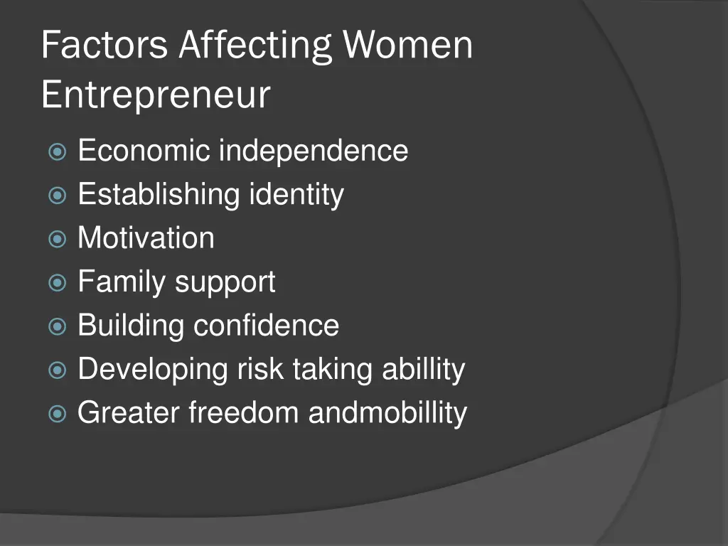 factors affecting women entrepreneur