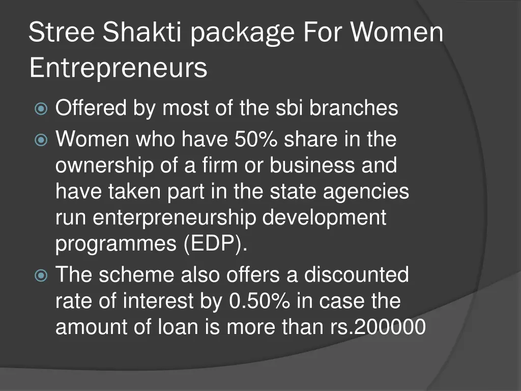 stree shakti package for women entrepreneurs