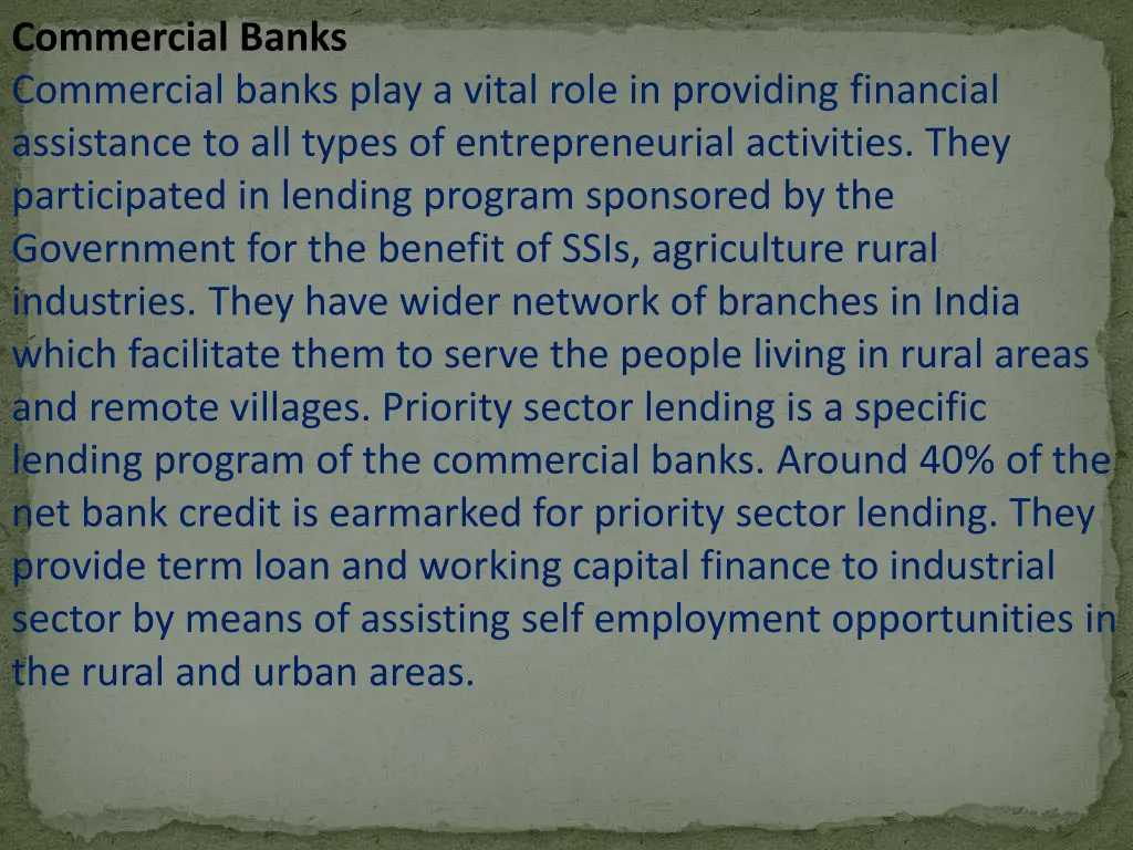 commercial banks commercial banks play a vital