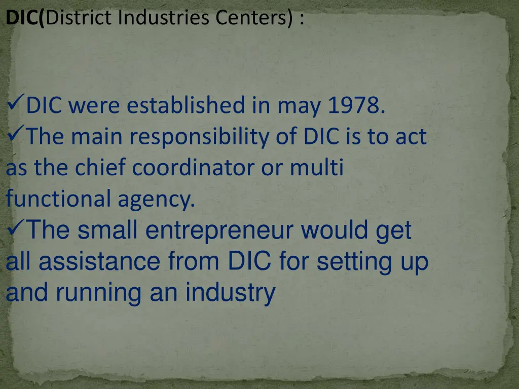 dic district industries centers