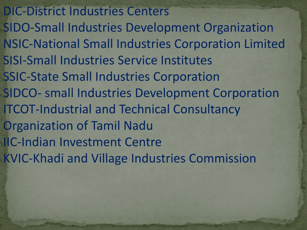 dic district industries centers sido small