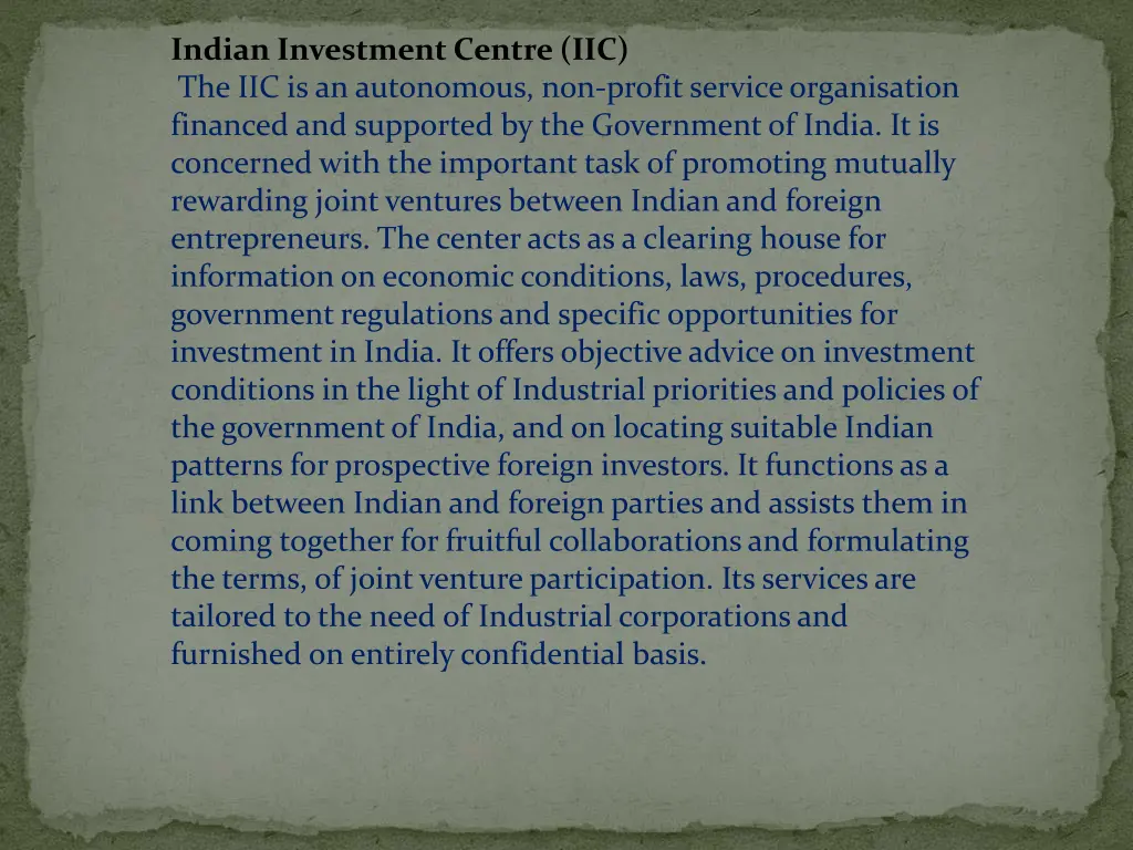 indian investment centre