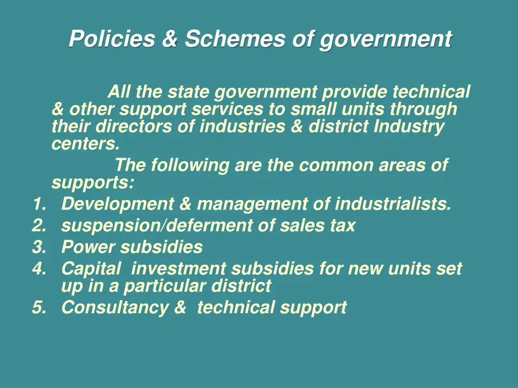 policies schemes of government