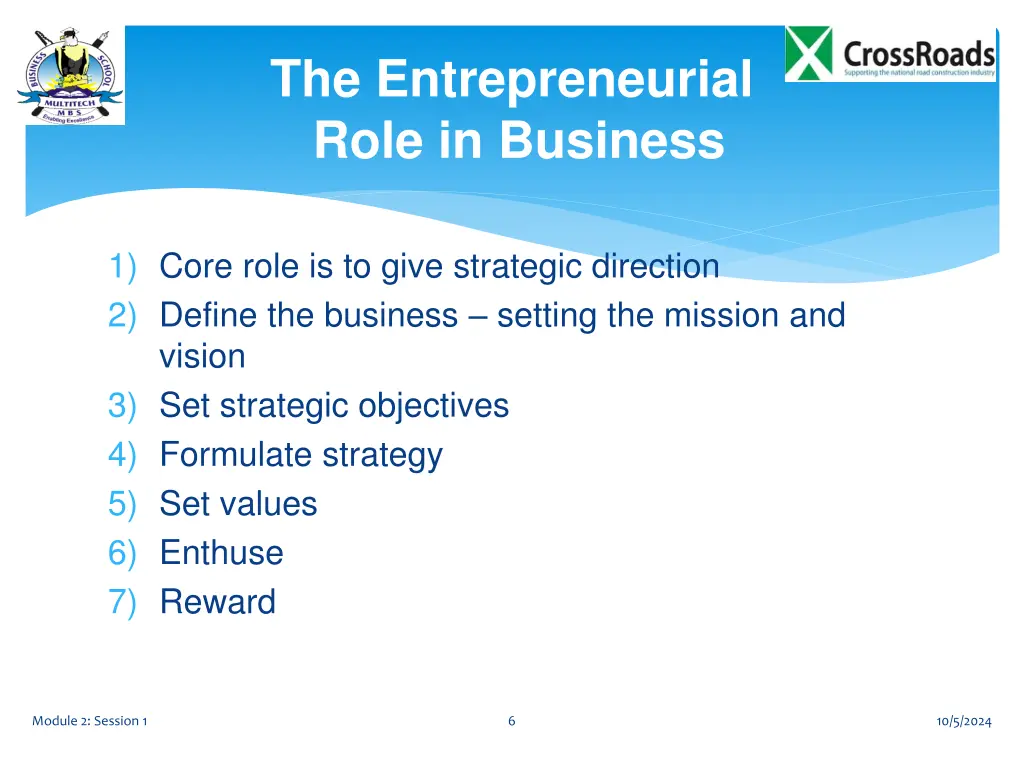 the entrepreneurial role in business