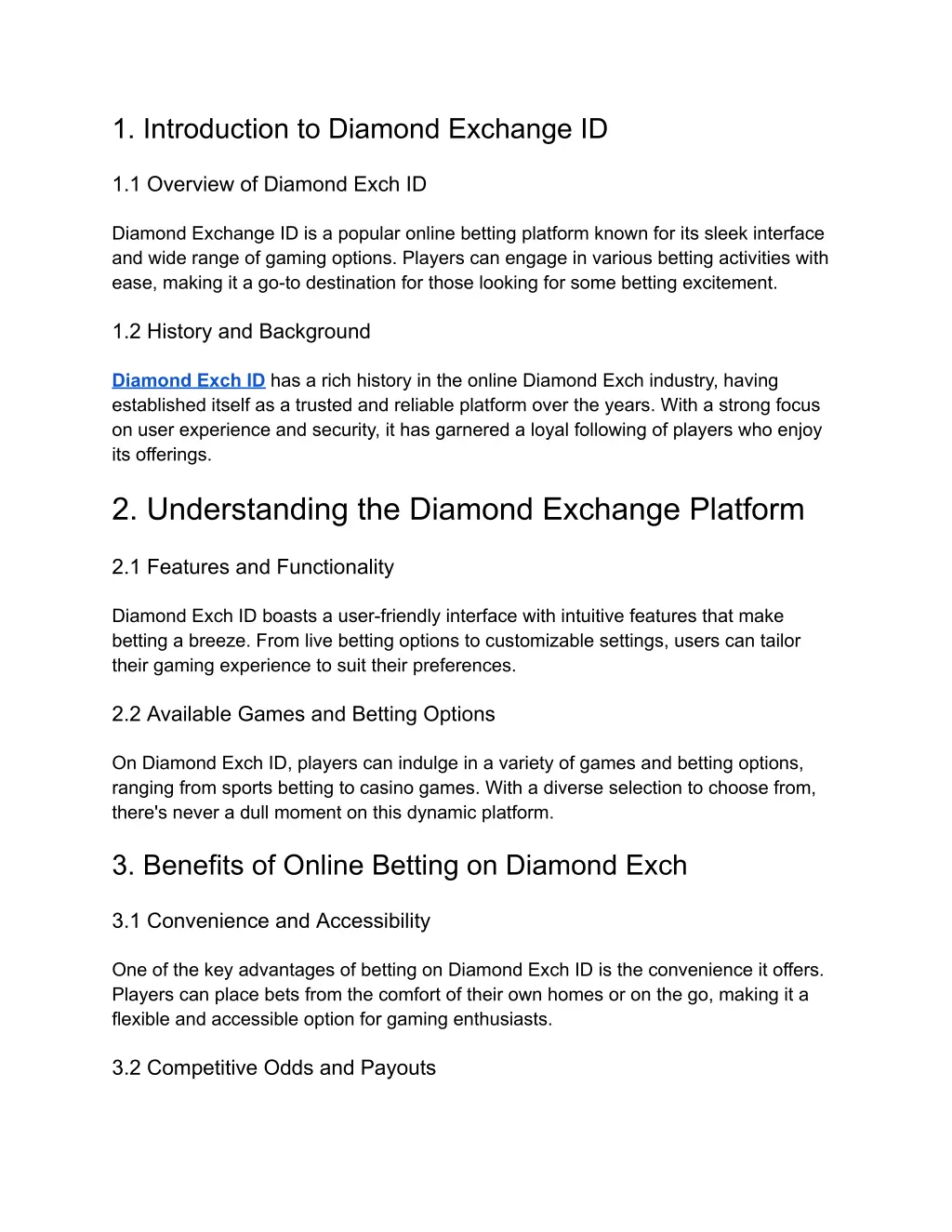 1 introduction to diamond exchange id