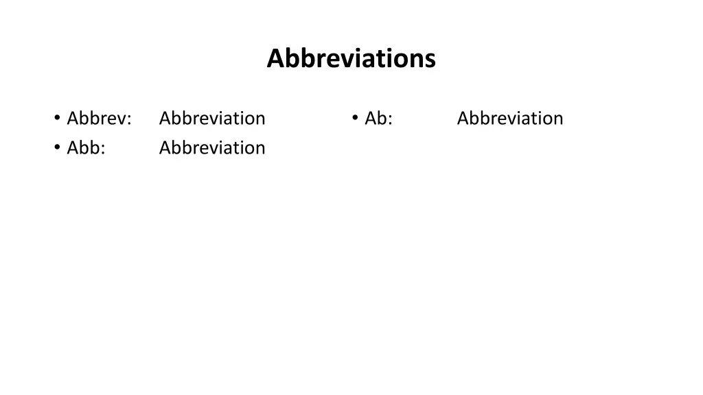 abbreviations