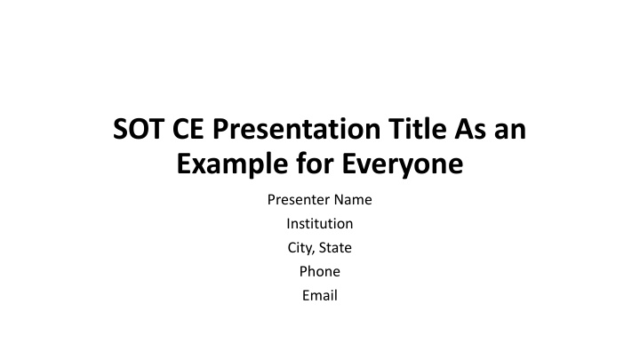 sot ce presentation title as an example