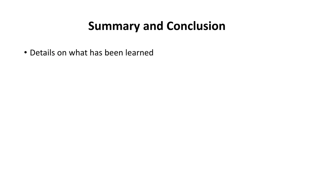 summary and conclusion