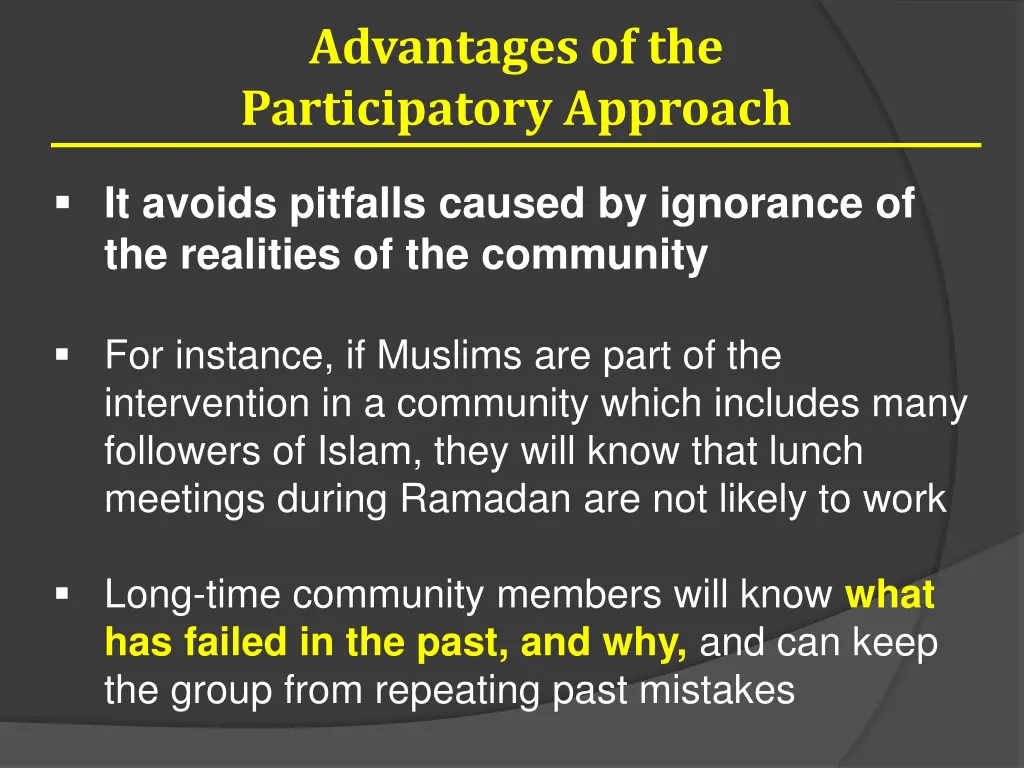 advantages of the participatory approach 2