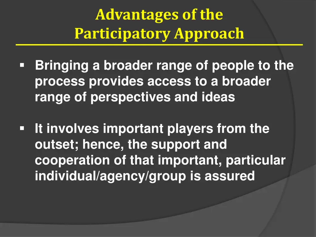 advantages of the participatory approach 3