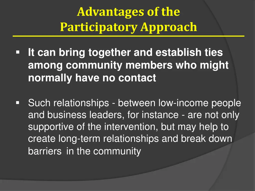 advantages of the participatory approach 5