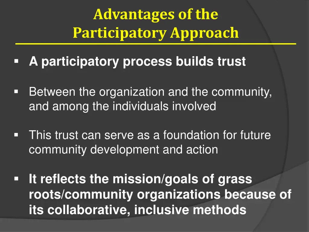 advantages of the participatory approach 6