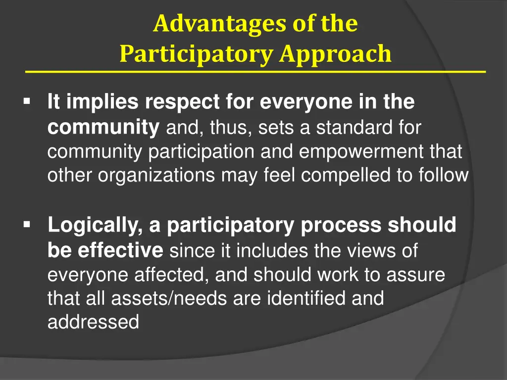 advantages of the participatory approach 7