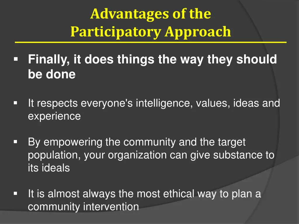 advantages of the participatory approach 8