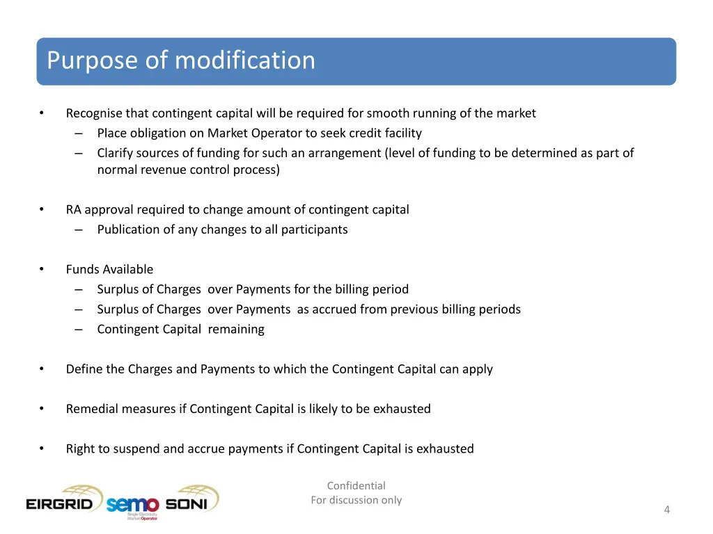 purpose of modification