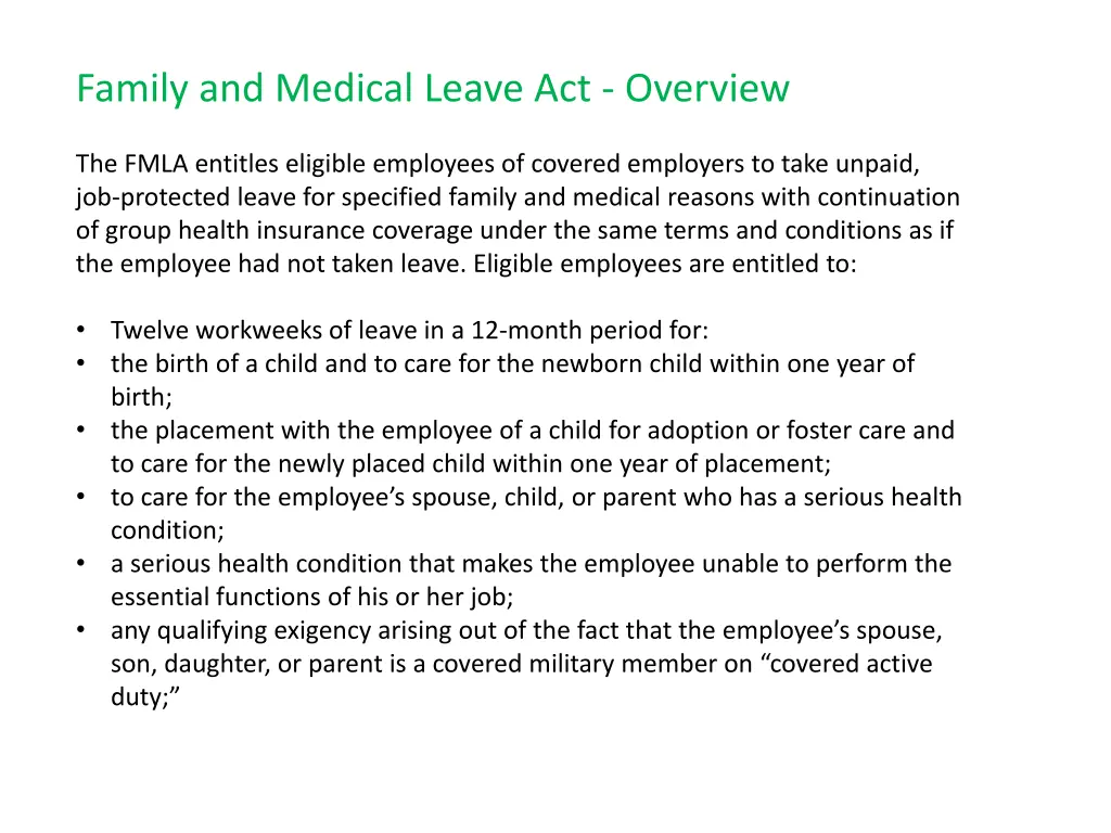 family and medical leave act overview