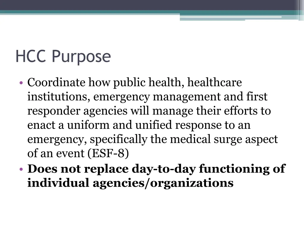 hcc purpose