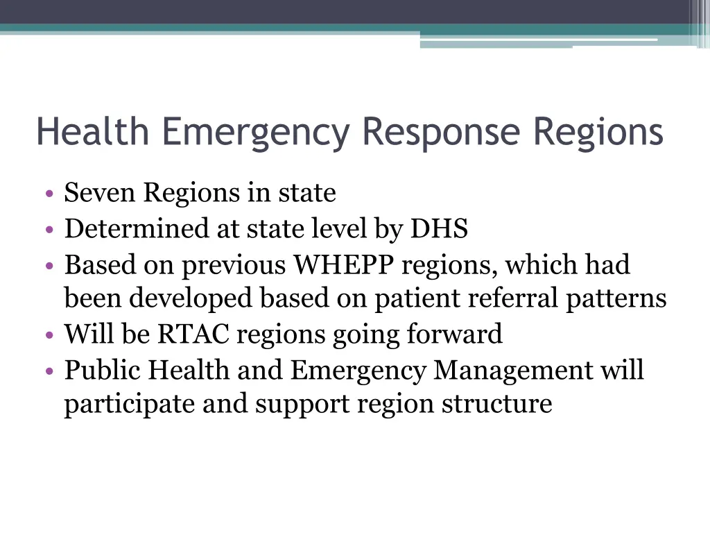 health emergency response regions