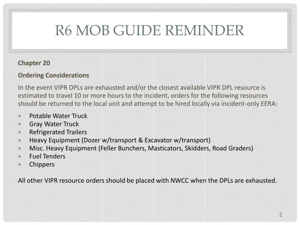 r6 mob guide reminder