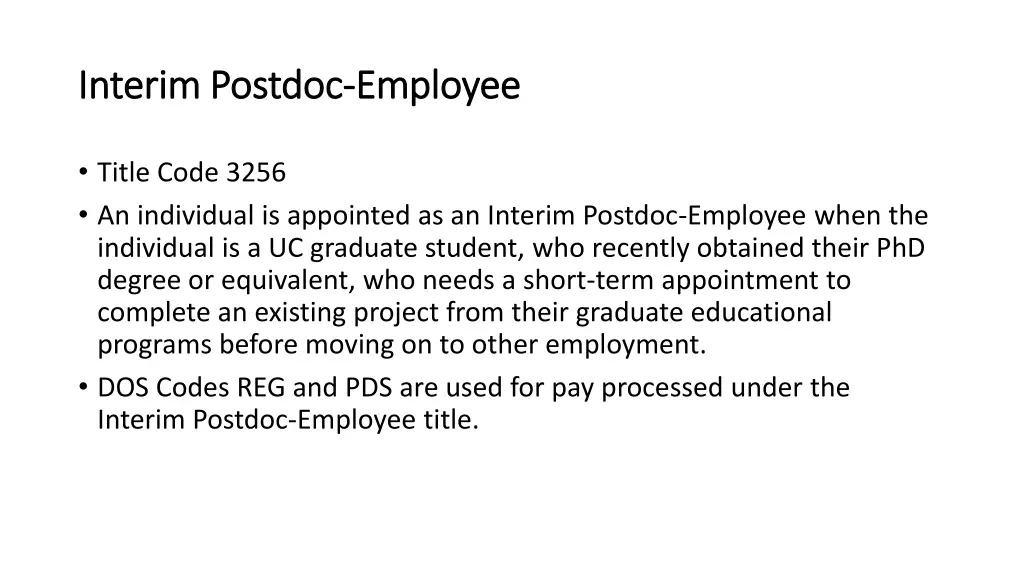 interim interim postdoc postdoc employee