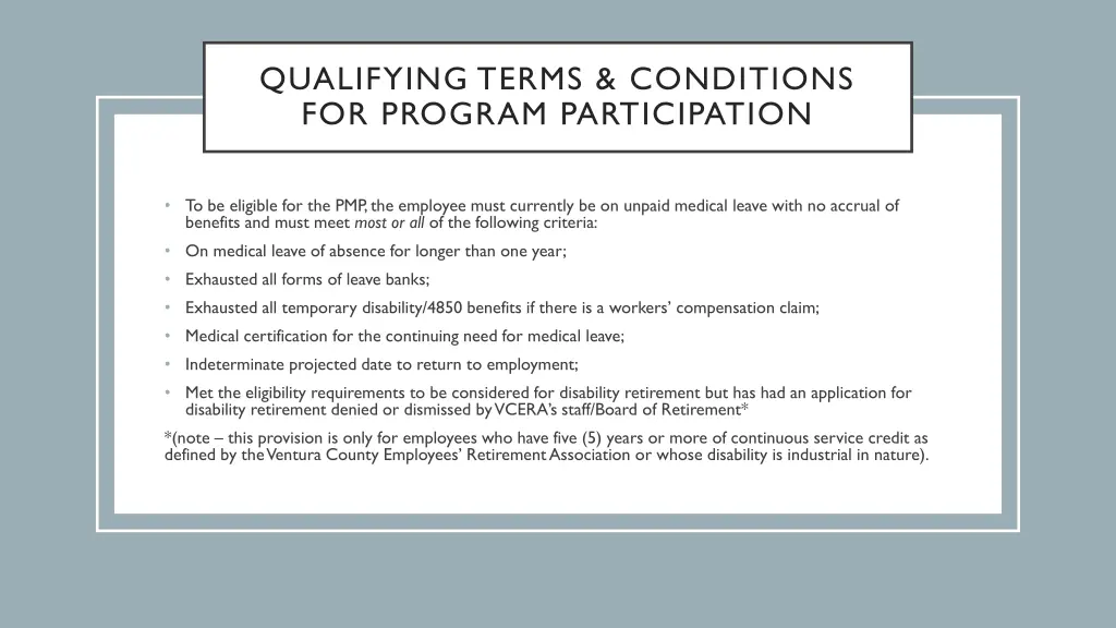 qualifying terms conditions for program