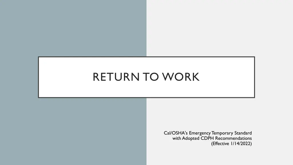 return to work