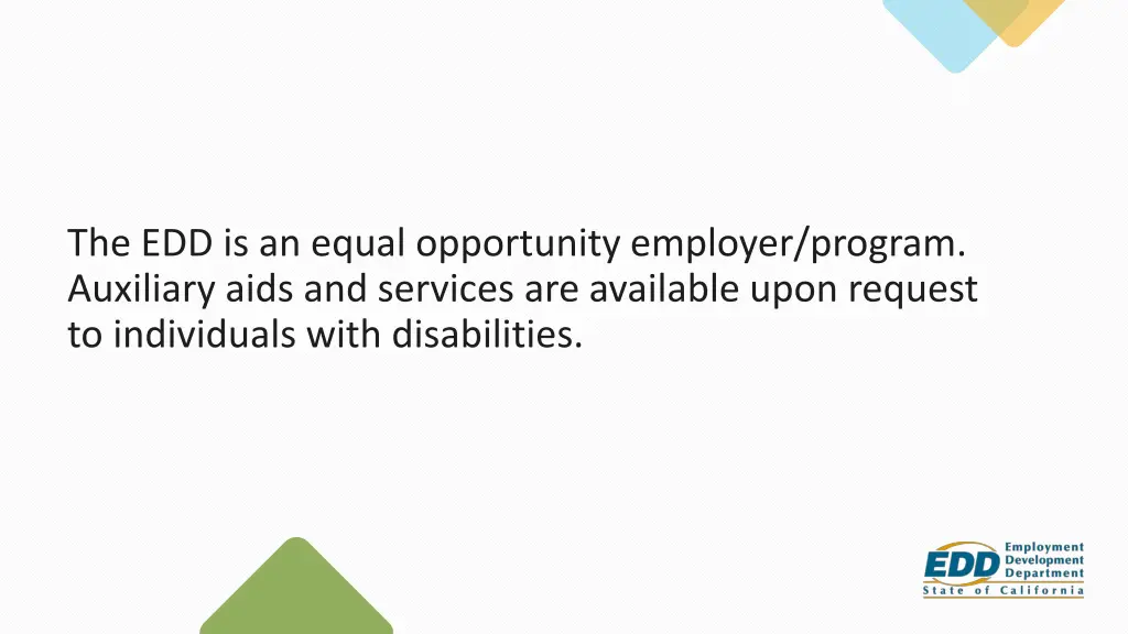 the edd is an equal opportunity employer program