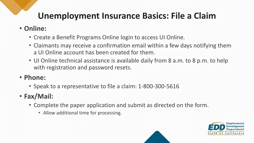 unemployment insurance basics file a claim online