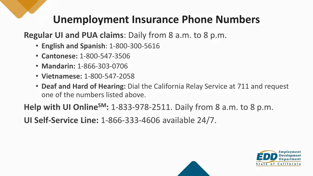 unemployment insurance phone numbers