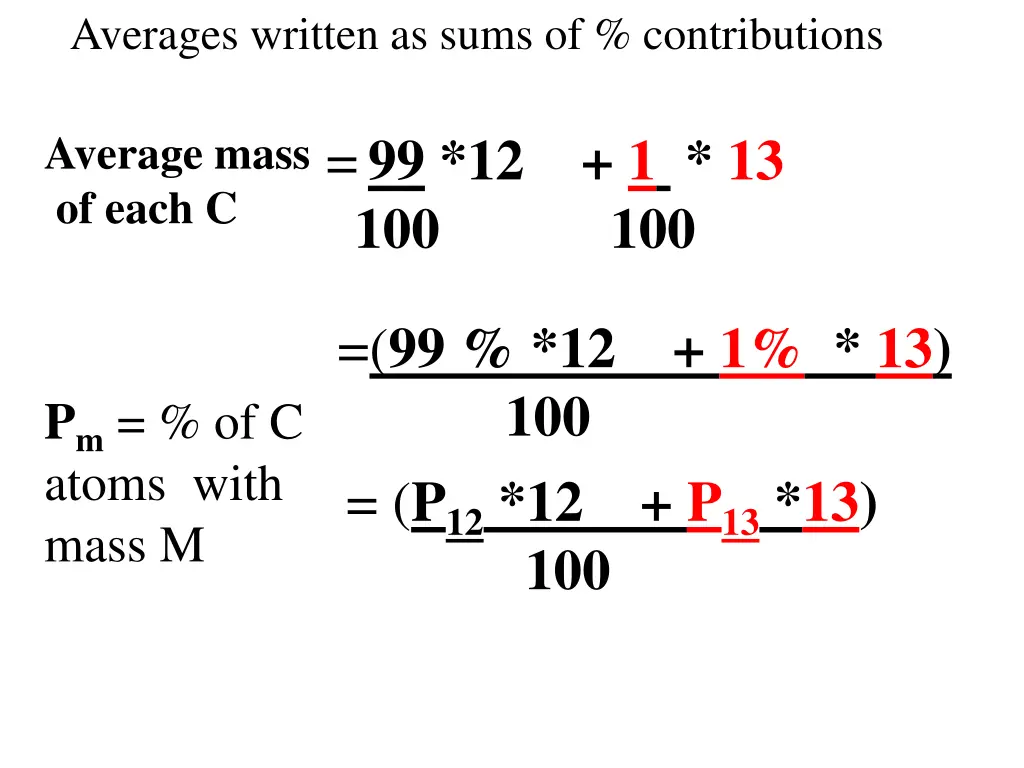 averages written as sums of contributions