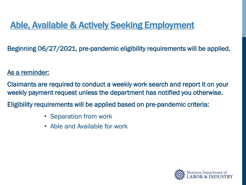 able available actively seeking employment able