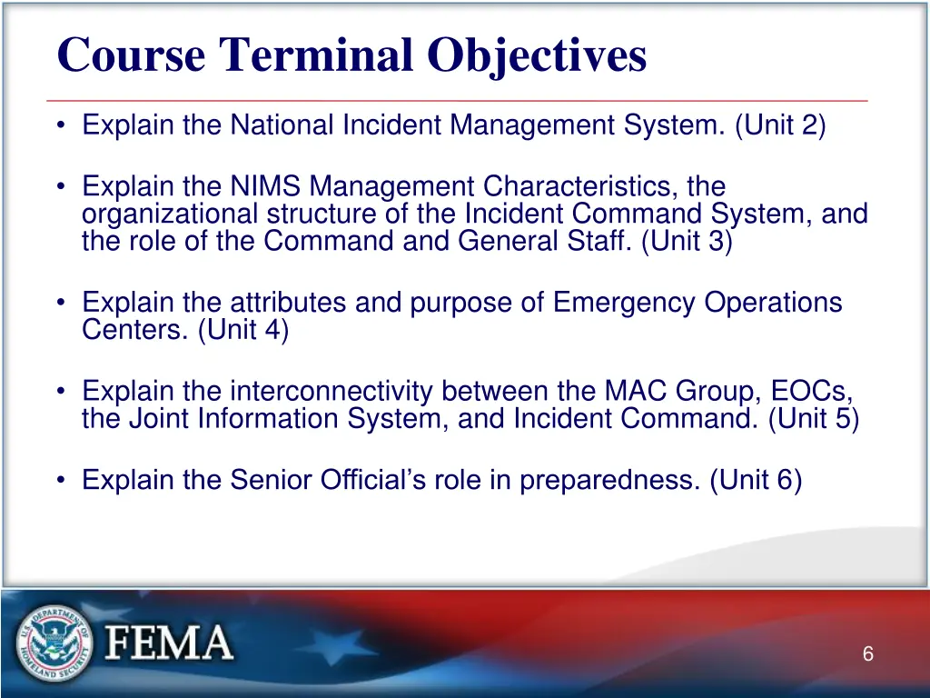 course terminal objectives