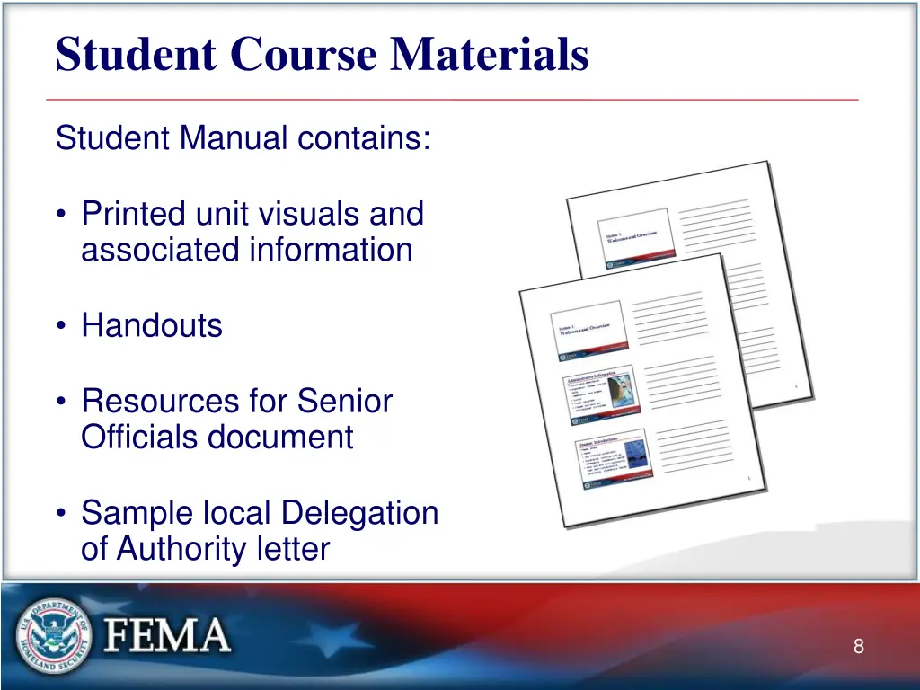 student course materials