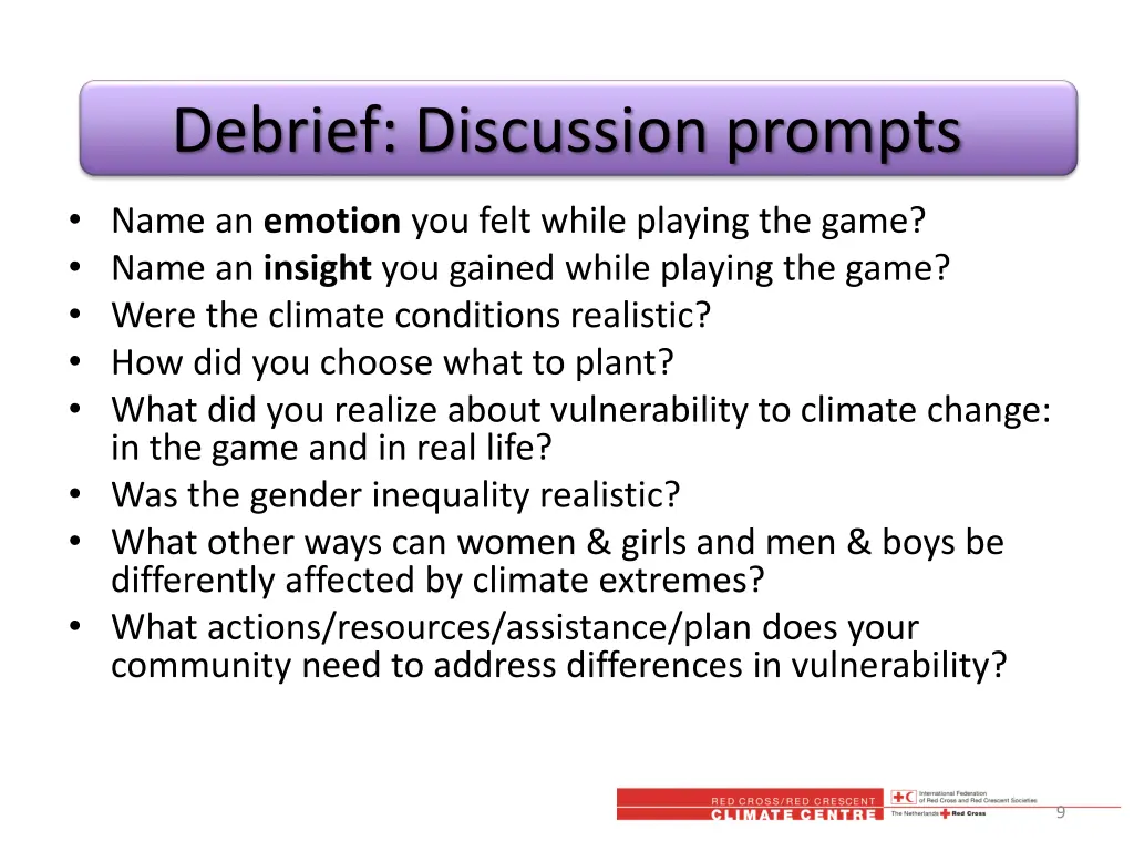 debrief discussion prompts