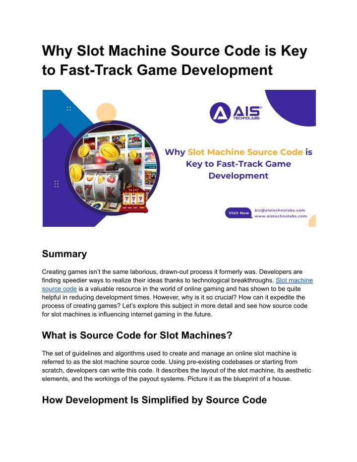 why slot machine source code is key to fast track