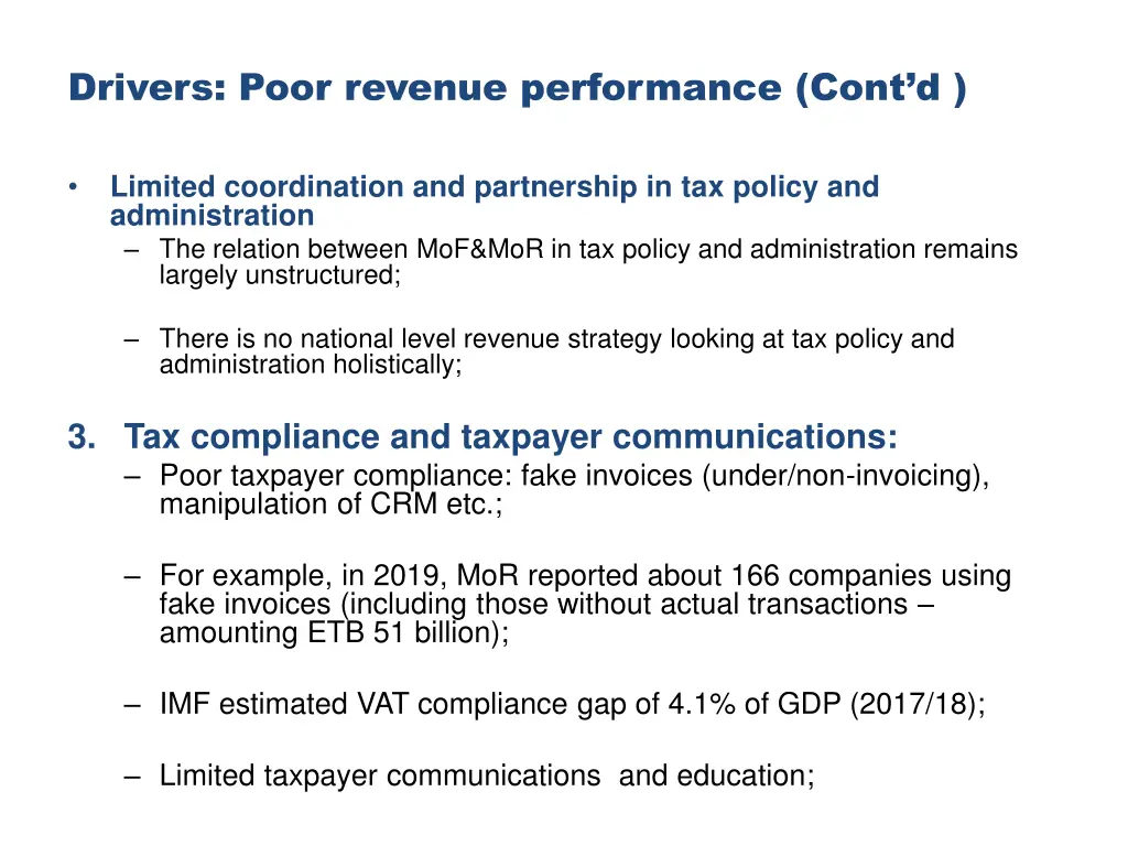 drivers poor revenue performance cont d 1