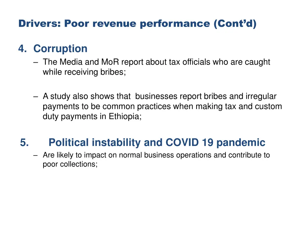 drivers poor revenue performance cont d 2