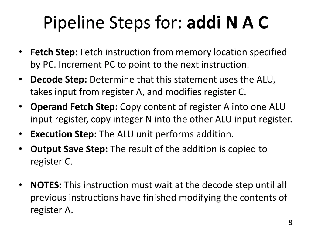 pipeline steps for addi n a c 1